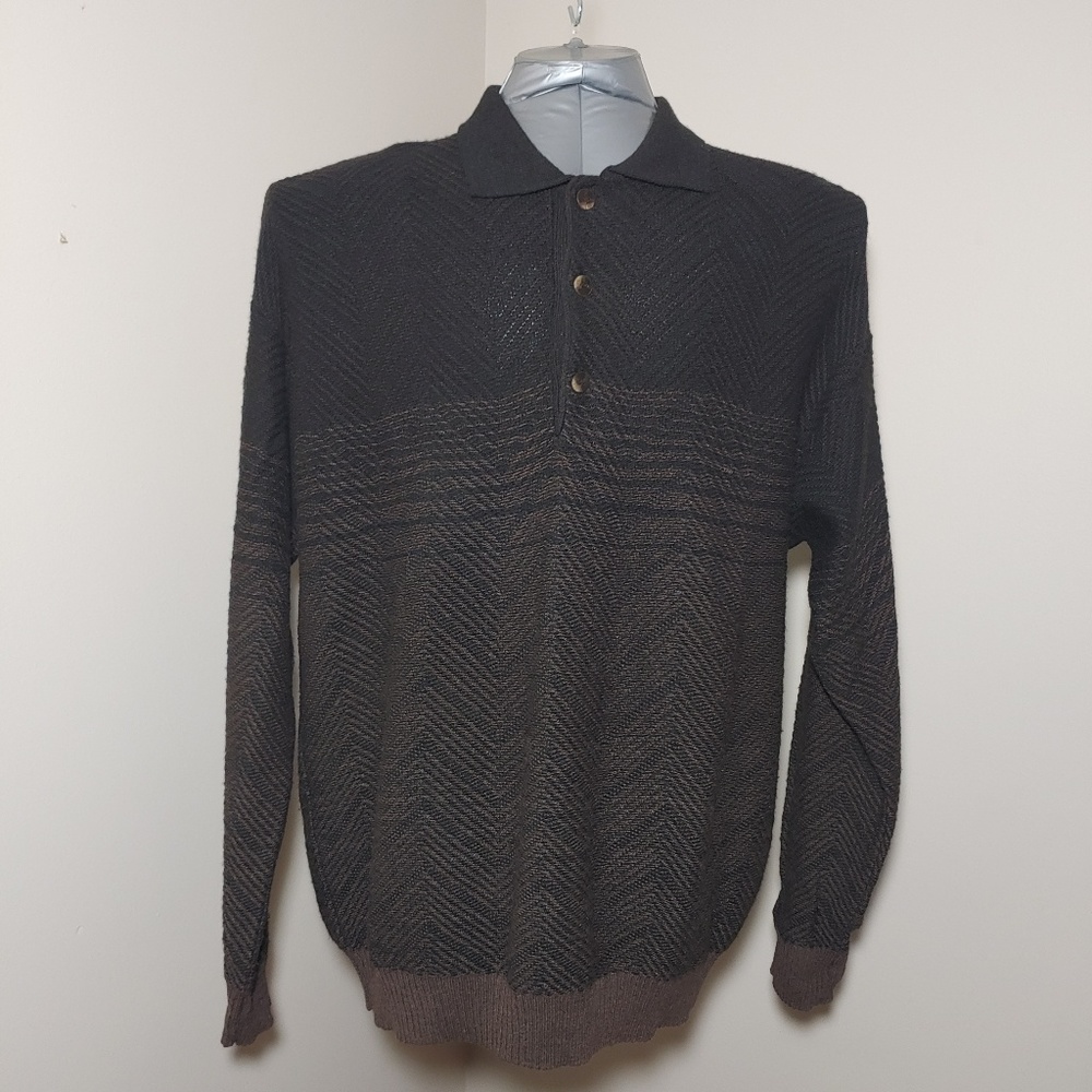 Bachrach Collored 3 Button Sweater Brown Size XL